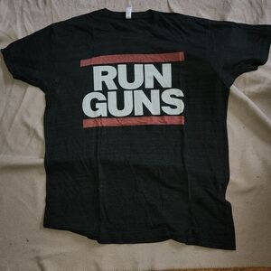 Run Guns" graphic T-shirt XXL American Apparel Black Tee with Bold Graphic RARE